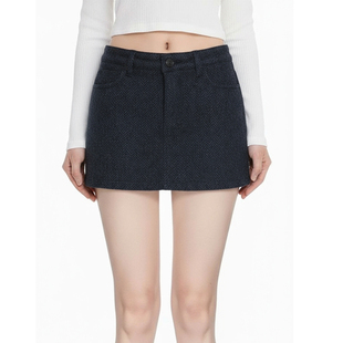 BM毛呢半身裙 复古深灰色包臀显瘦百搭气质一步短裙2025秋冬 经典