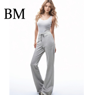 显瘦卷边百搭微喇裤 BM美式 卫裤 赵露思同款 抽绳系带休闲灰色运动裤