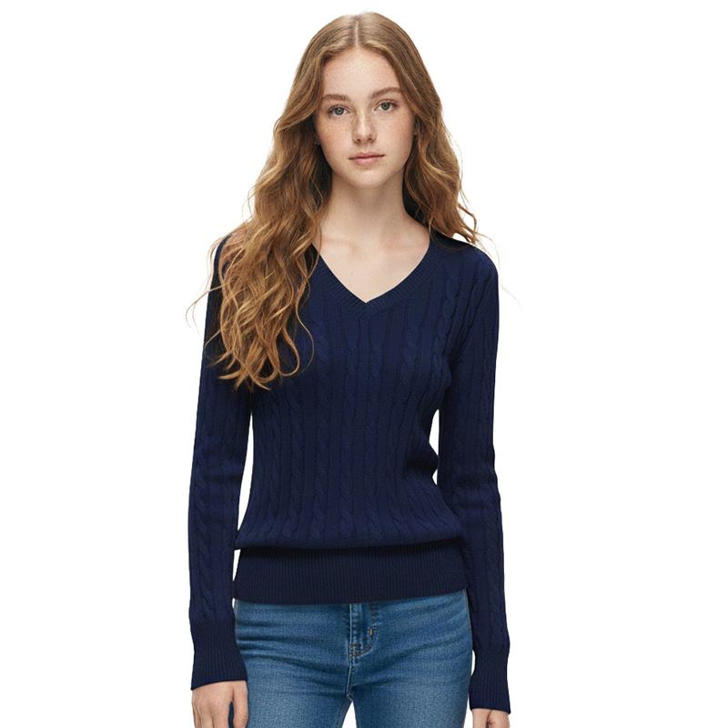 BM毛衣V领宽松麻花针织衫