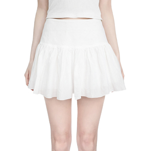BM短裙 芭蕾少女感白色蓬蓬裙A字百搭迷你高腰显瘦百褶半身裙新款