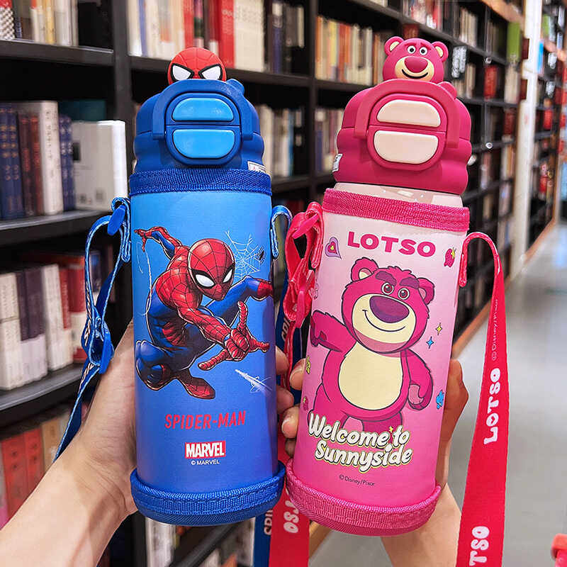 迪士尼双饮保温杯男生新款儿童水杯女学生上学书包侧兜水壶送礼