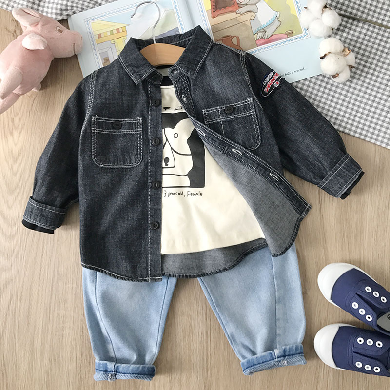 80-130码舒适棉外套春装牛仔衬衫