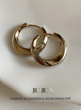 JiuJiu·咖金冷淡风耳圈秋冬新款耳扣简约时尚百搭耳环女耳饰