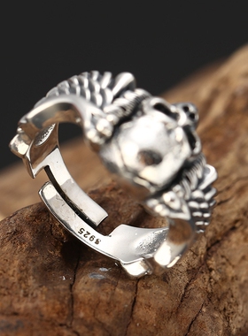 霸气潮男骷髅头戒指时尚嘻哈个性复古风指环