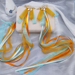 古风飘带发饰瑶瑶发夹遇见神鹿仙气头饰汉服配饰古装可爱少女边夹