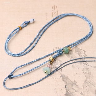 高档项链绳子手工平安扣编绳翡翠玉坠黄金和田玉蜜蜡算盘珠挂脖绳