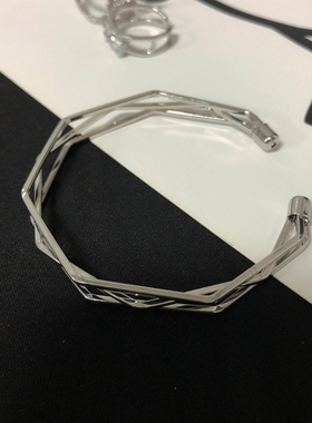 时尚流行简手镯三线立体五层菱角不规则手环百搭几何情侣手镯