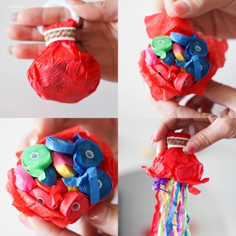 手抛彩带礼花彩色手雷生日派对氛围道具易清理可回收蜘蛛丝礼花