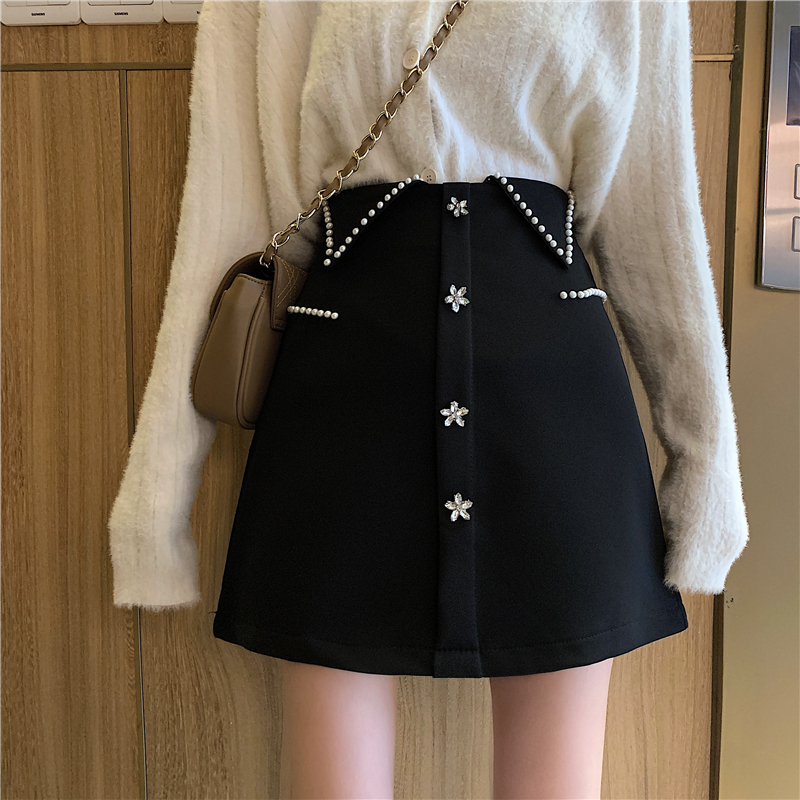 Real price ~ Spring New Korean style bubble bead decoration versatile fashion slim short A-line skirt