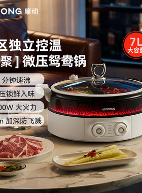 摩动鸳鸯火焰电火锅一体式鸳鸯锅家用多功能双控温大容量微压电煮