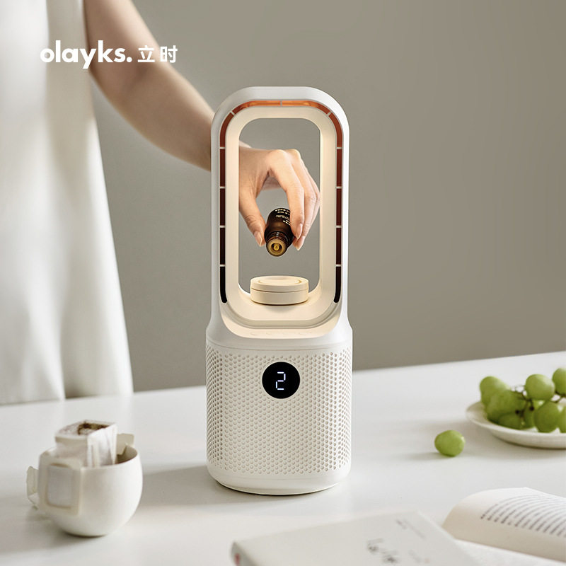 olayks立时无叶风扇家用桌面小型台式卧室轻音摇头电风扇香薰加湿图片