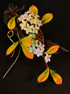 非遗绒花细绒绣球花发簪手工绒花发夹抓夹日常国风汉服旗袍盘发饰