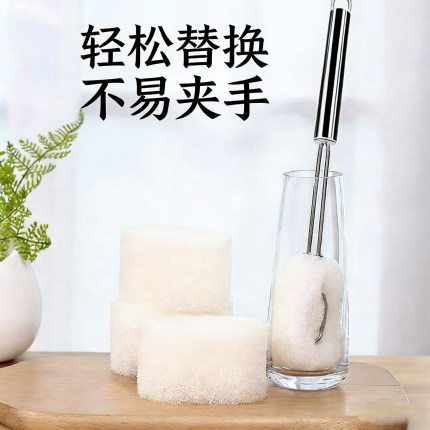 厨房不锈钢海绵夹长柄杯刷夹子可替换头多功能家用洗碗清洁抹布夹