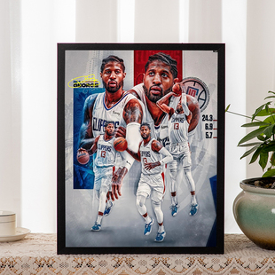 保罗乔治签名海报相框挂画nba篮球球星装饰画摆件纪念品周边手办