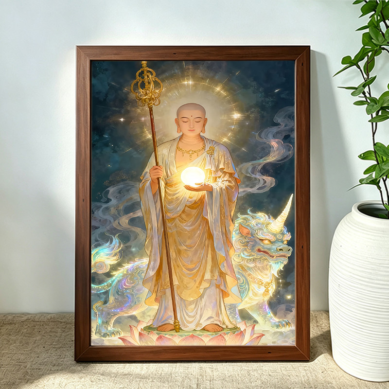高清庄严地藏王菩萨画像挂画佛堂国画