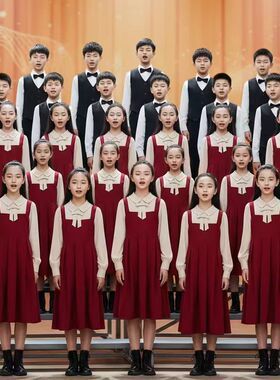 儿童合唱演出服小学生爱国主题中学生诗词大会演讲比赛合唱表演服