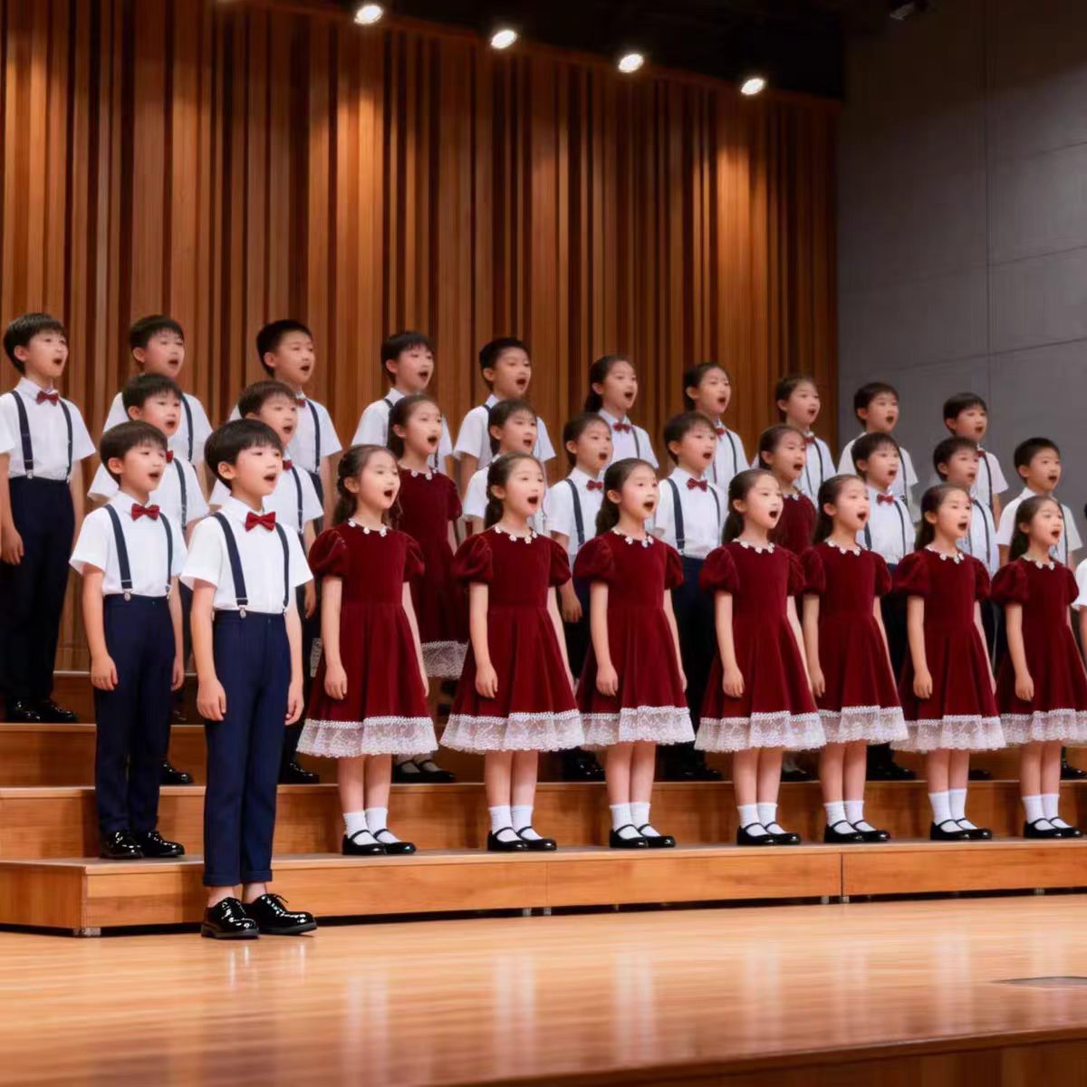 元旦儿童合唱演出服小学生朗诵男女成人合唱团礼服团体表演服服装