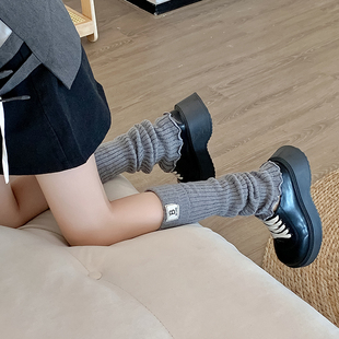 字母小腿袜网红款 性感针织棉加厚秋冬女士长筒袜套保暖外穿欧美潮