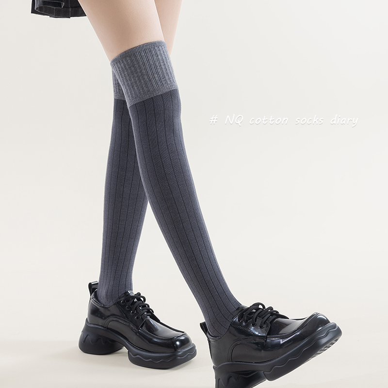迭思高筒防臭棉拼接性感过膝袜2