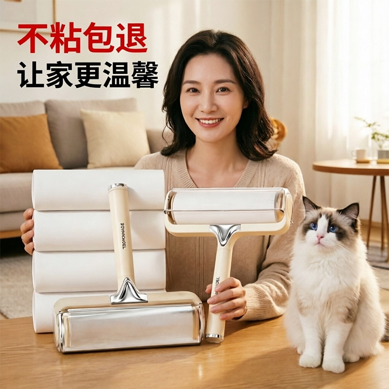 德国品质粘毛器滚筒可撕式纸滚刷家用强力衣服除毛粘猫毛毛发清理