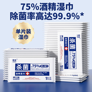 德国品质75%酒精湿巾100片装单独包装家用杀菌消毒湿纸巾小包