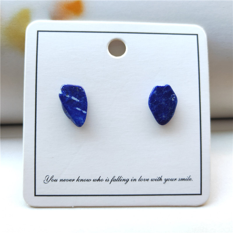 青金石耳钉女纯银冷淡风蓝白花纹天空深蓝矿石耳饰孤品男百搭