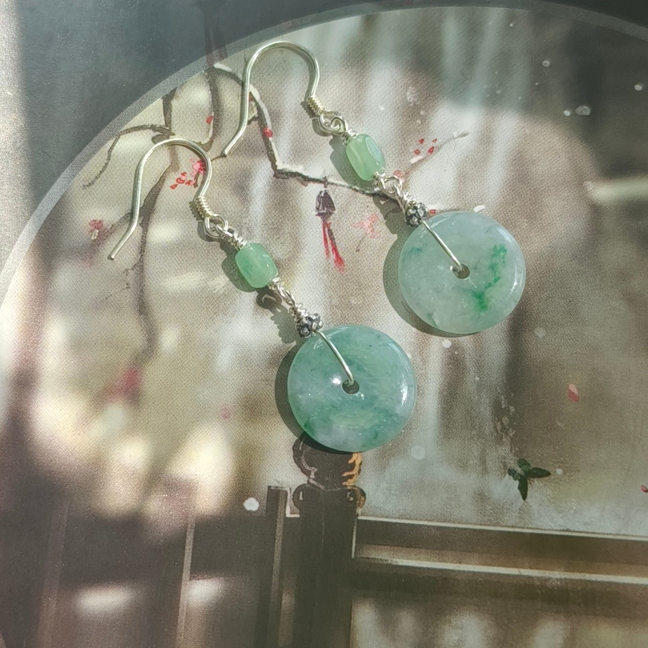 原创设计天然南红翡翠玉石耳环流苏复古气质显白高级感小众耳饰