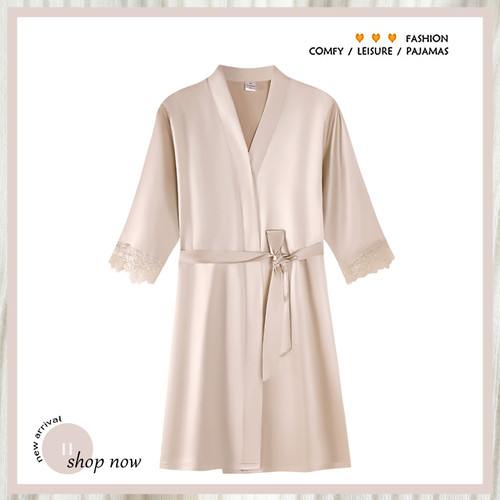 浪莎冰丝睡袍女七分袖凉感浴袍