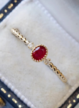 S925纯银红色宝石优雅女士戒