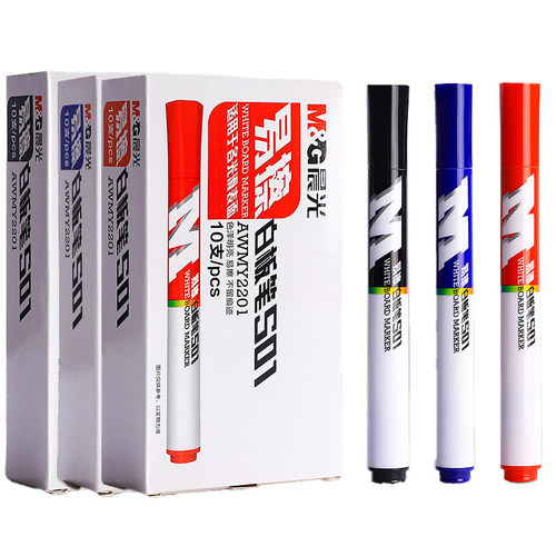 晨光S01白板笔可擦易擦黑蓝红