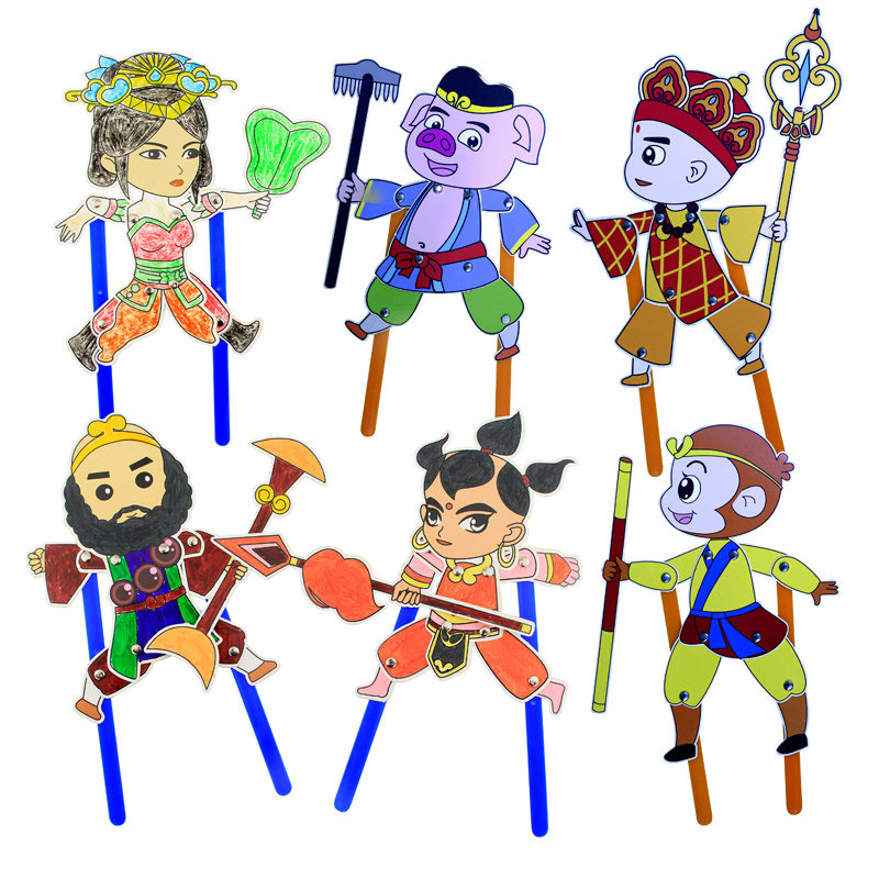 儿童diy绘画西游记皮影戏道具 民族传统影子戏灯影戏白模填色材料