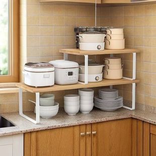 厨房桌面置物架台面分层收纳隔板架橱柜内碗碟调料收纳小架子收纳