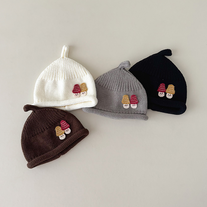 宝宝针织毛线帽可爱蘑菇