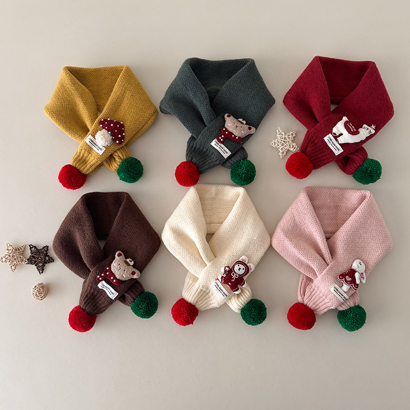 儿童围巾可爱卡通宝宝护颈小围巾男童女童围脖防风保暖圣诞新年冬