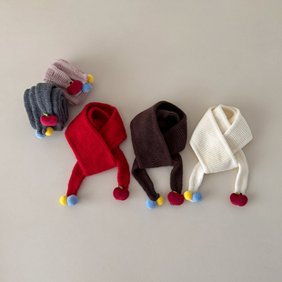 宝宝围巾可爱小苹果脖套儿童针织毛线围脖冬保暖护脖防风保暖圣诞