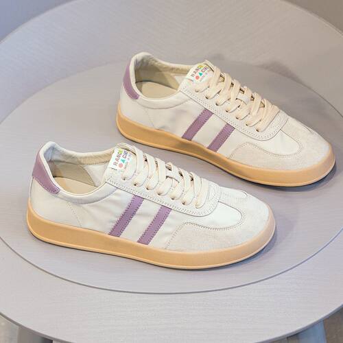 真皮德训鞋女休闲鞋子平底小白鞋