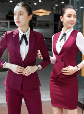 冬装新款职业装女装套装正装长袖西装套裙免烫西服外套女文员工装