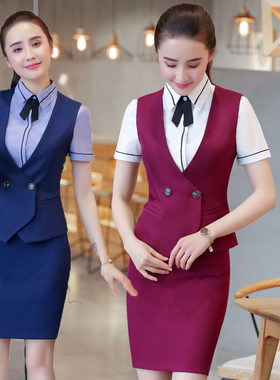 工作服短袖马甲职业套装定制