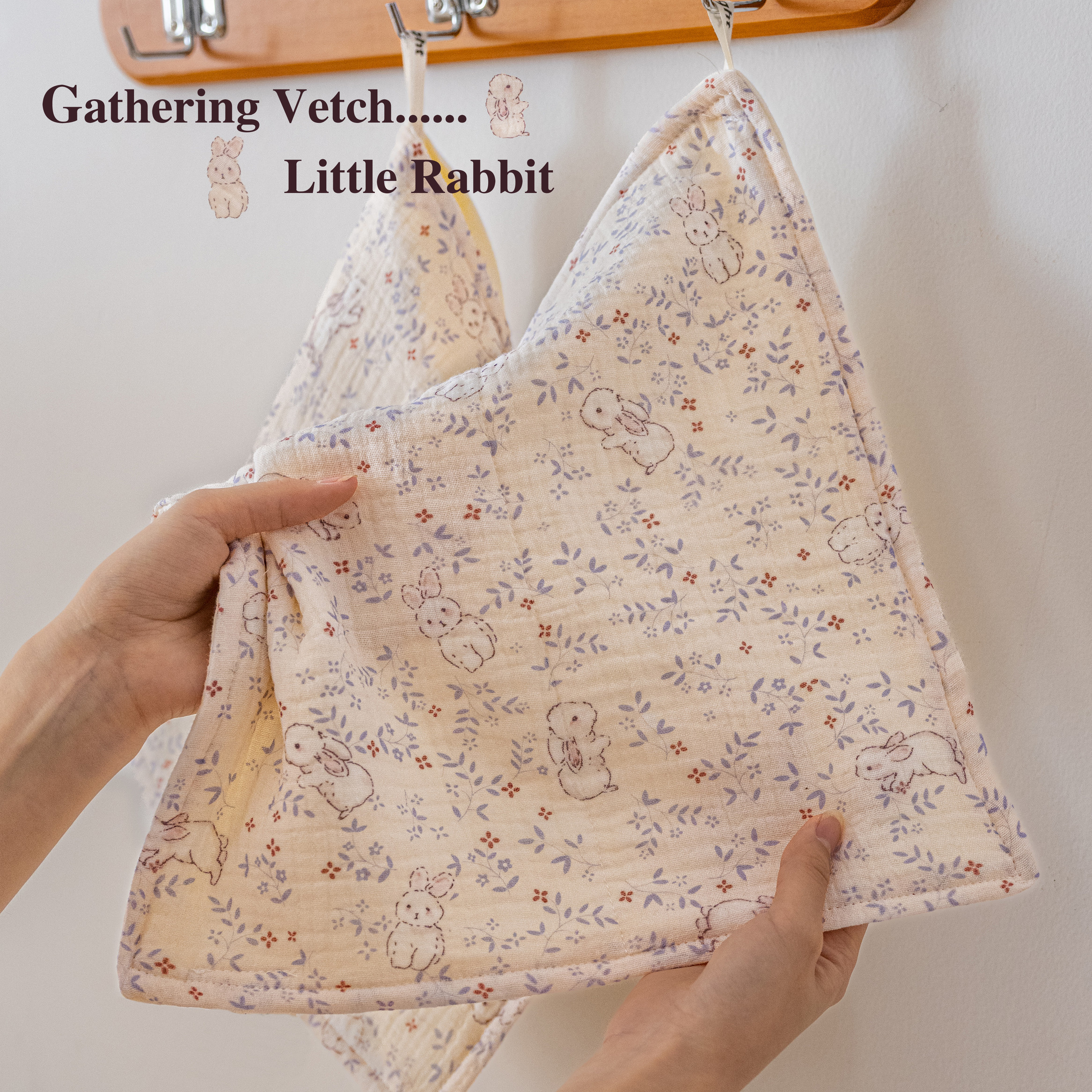 采薇小兔儿童纯棉套装方巾毛巾