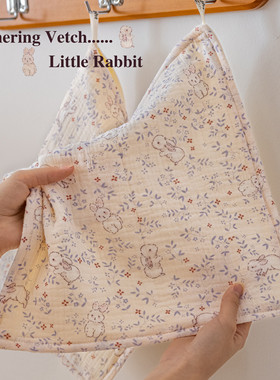 采薇小兔儿童纯棉a类六层纱布套装方巾毛巾全棉吸水洗脸小毛巾