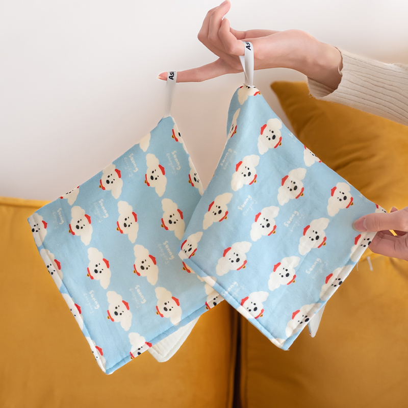 红帽小狗伞状擦手巾纯棉