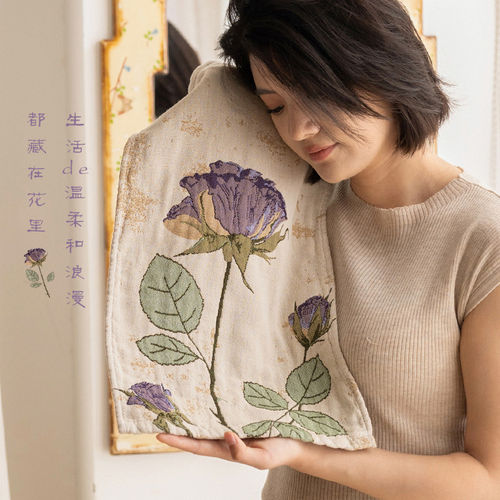 一枝独秀花卉|纯棉纱布洗脸面巾