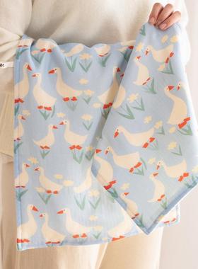 蓝色大鹅六层纯棉毛巾方巾套装家用2025新款100全棉毛巾三件套