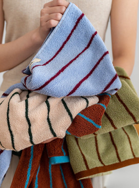 Asight四色中条纹纯棉a类毛巾全棉吸水亲肤洗脸面巾家用洗澡手巾