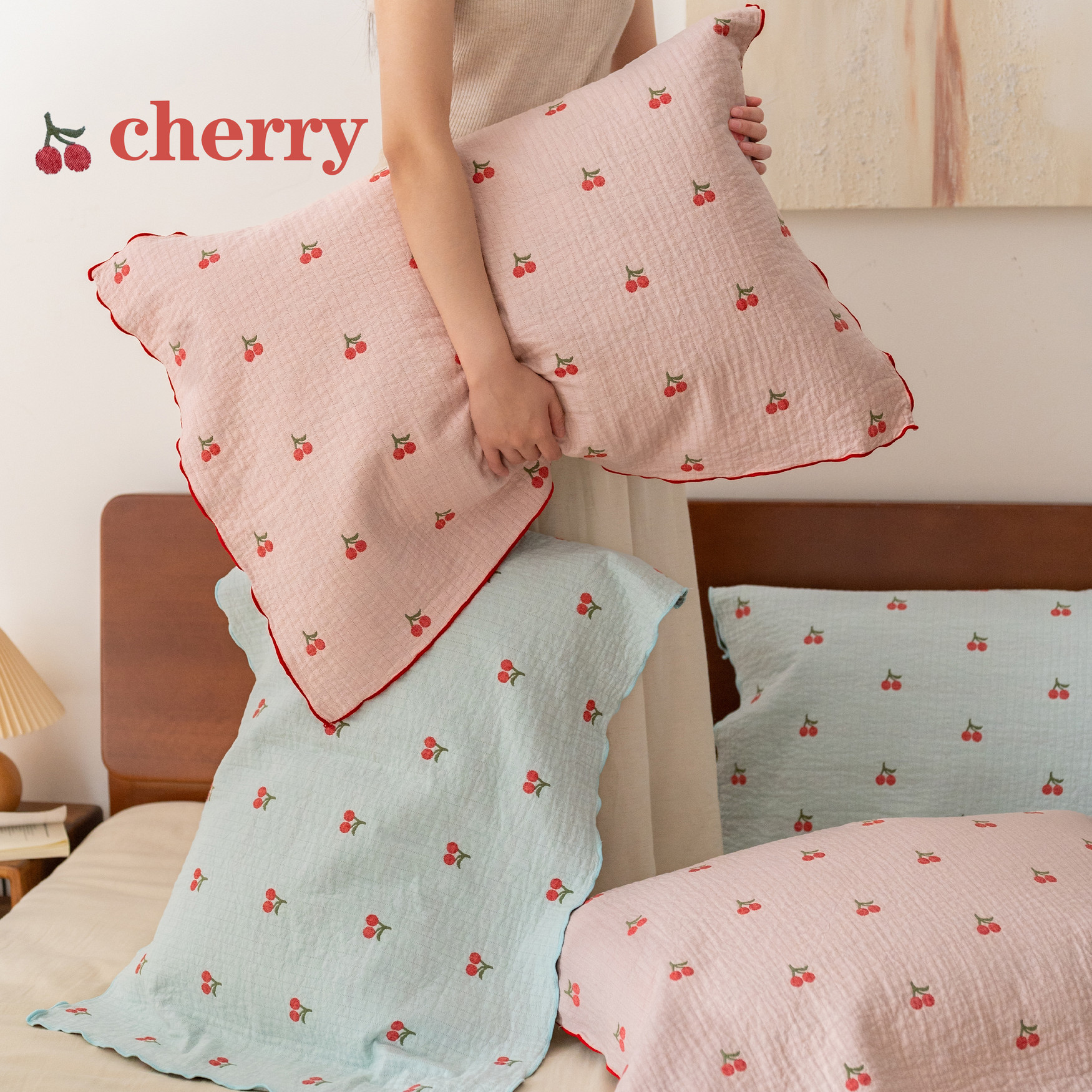 小樱桃a类纯棉枕巾成人家用