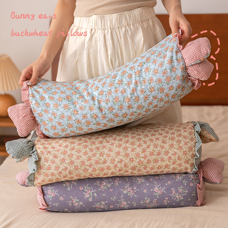 小兔耳朵荞麦枕头纯棉颈椎枕头