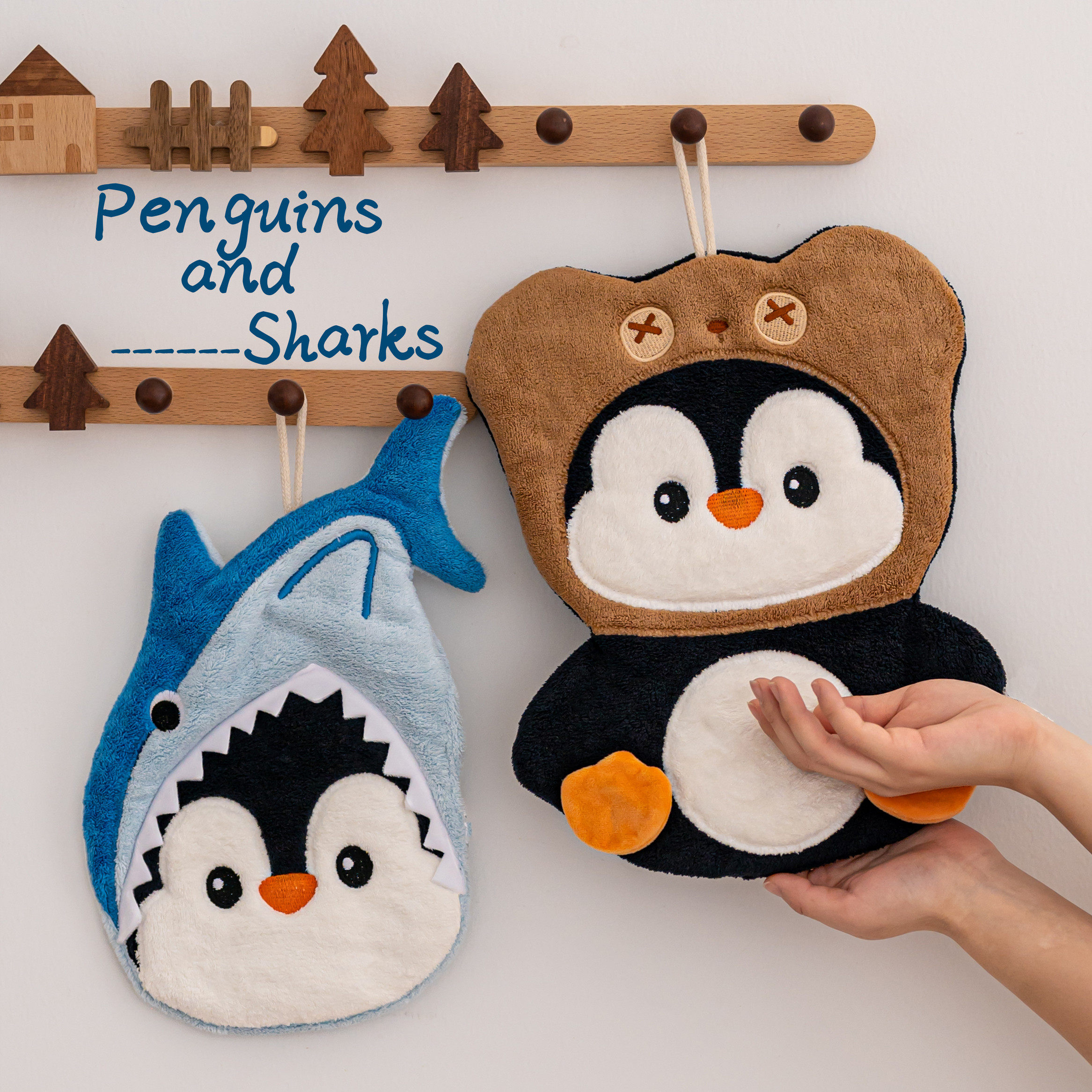 可爱企鹅擦手巾挂式加大加厚超强吸水速干厨房卫生间高颜值手帕,居家布艺,手巾/手帕,淘宝优惠券,粉丝福利购,淘宝优惠卷