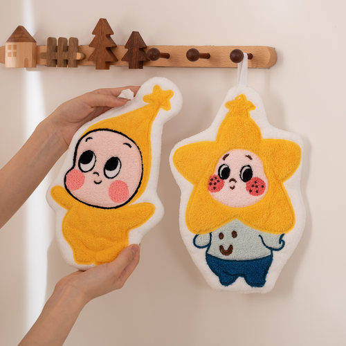 卡通星星人擦手巾可挂式