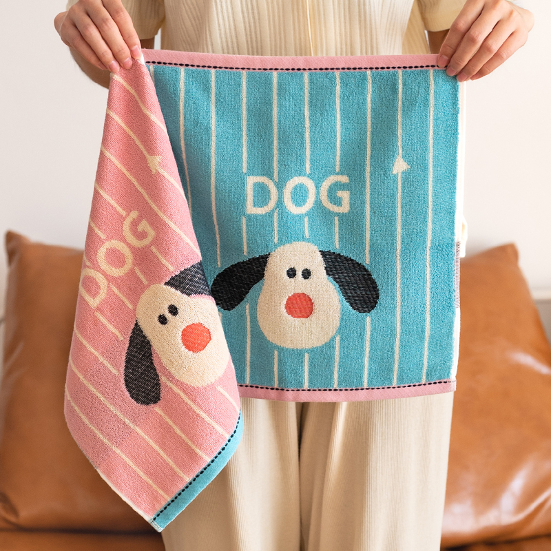 可爱狗狗图案纯棉毛巾