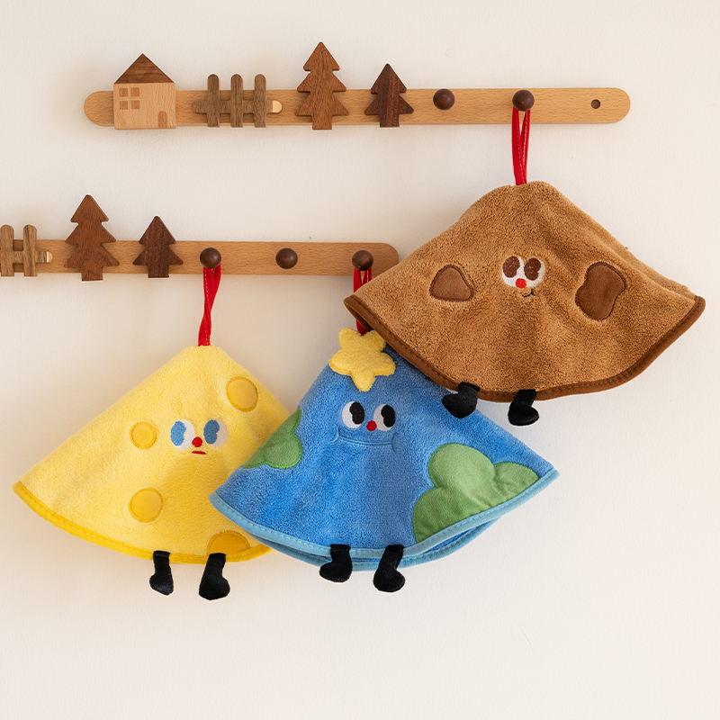 星球擦手巾可挂式珊瑚绒加大